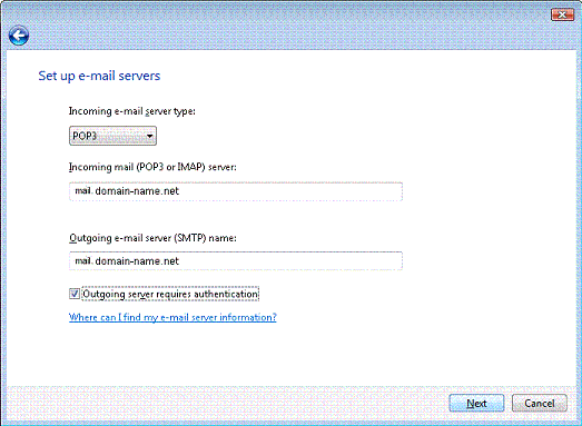 Email Setup - Windows Vista Mail